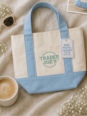 Trader Joe’s Mini Canvas Tote Bag - Pastel Blue